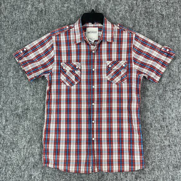 Imperious‎ Shirt Mens Large Western Pearl Snaps Plaid Cowboy Rodeo Short Sleeve - Picture 1 of 11